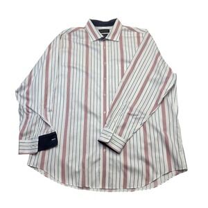 Paul Fredrick Non-Iron Two Ply Cotton Striped Dress Shirt Classic Fit‎ 17 1/2x34